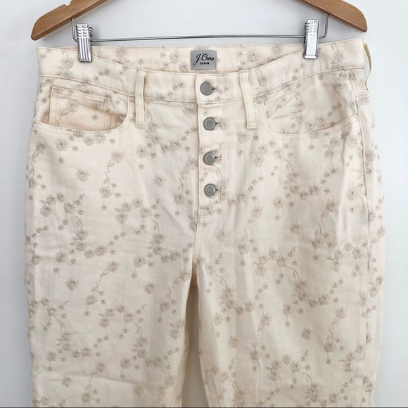 J.Crew Women's 10" Billie Demi Boot Crop Off-White Jeans Eyelet Embroidery 31 - Picture 6 of 15